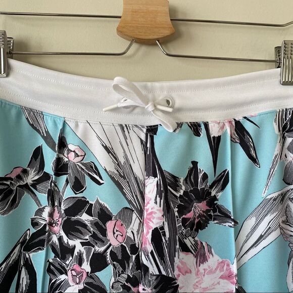 NIKE -Floral Femme Pink & Teal Ankle Track Pants - Picture 6 of 11